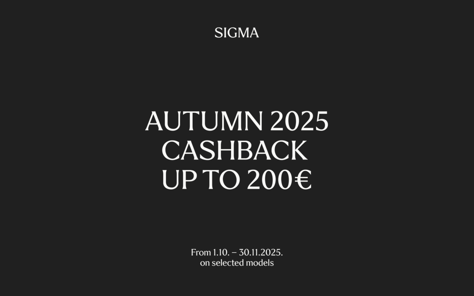 sigma autumn 2025 cashback